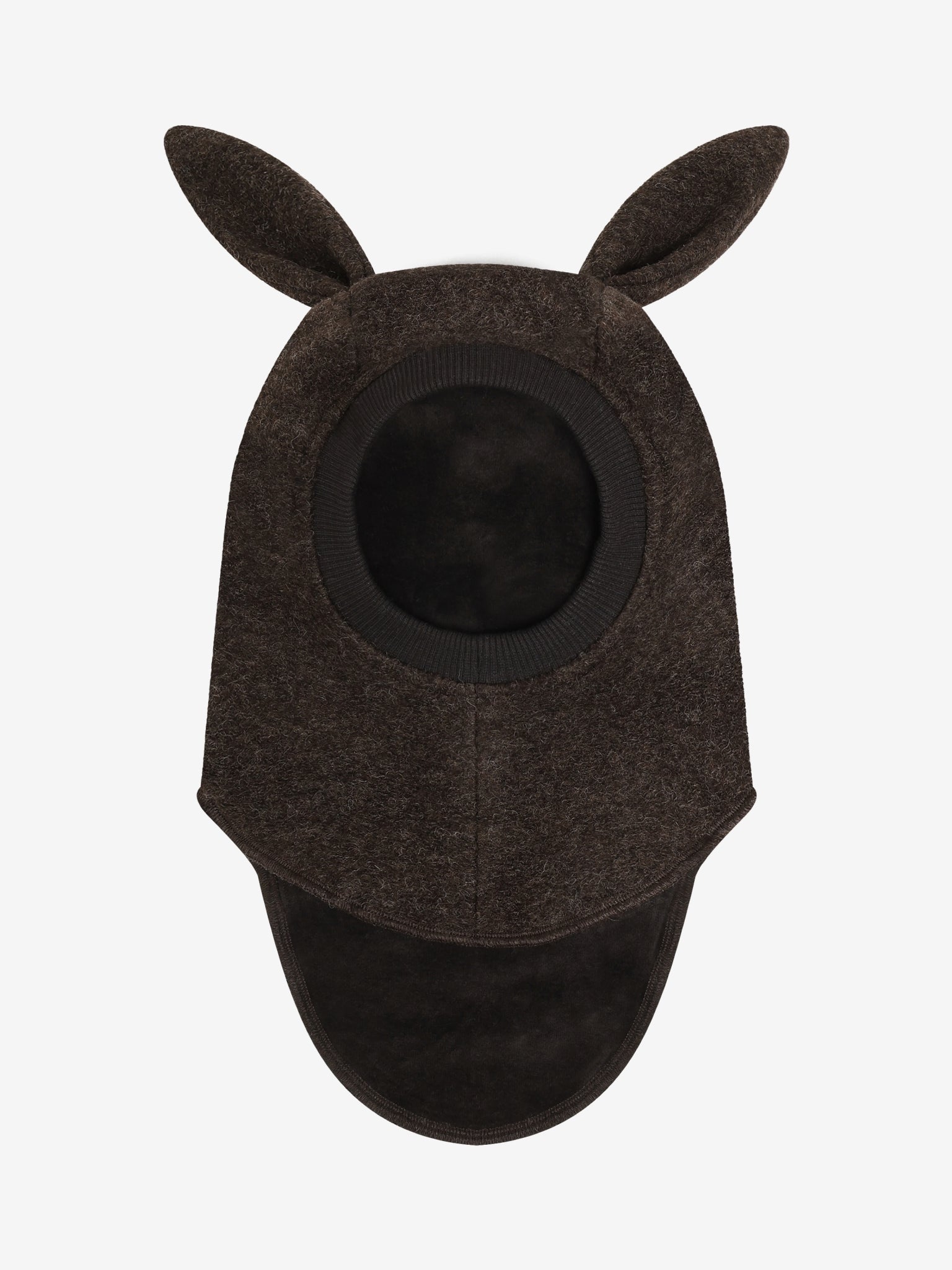 Elefanthue med ører i uld – Dark Brown Melange