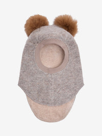 Elefanthue med pomponer i uld og alpaka – Camel Melange