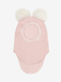 Elefanthue med pomponer i uld og alpaka – Rose Smoke