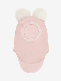 Elefanthue med pomponer i uld og alpaka – Rose Smoke