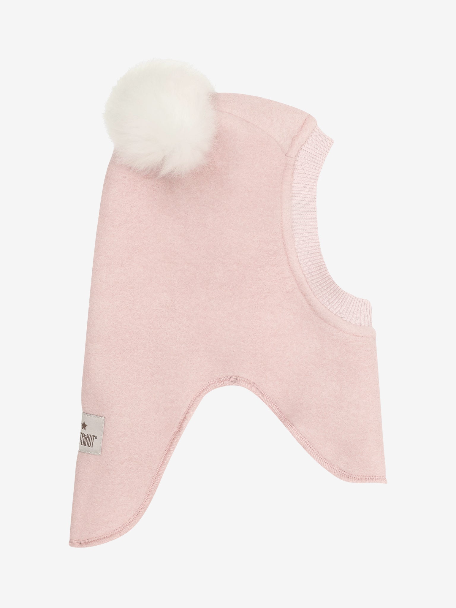 Elefanthue med pomponer i uld og alpaka – Rose Smoke
