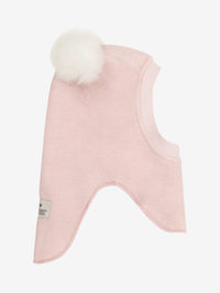 Elefanthue med pomponer i uld og alpaka – Rose Smoke