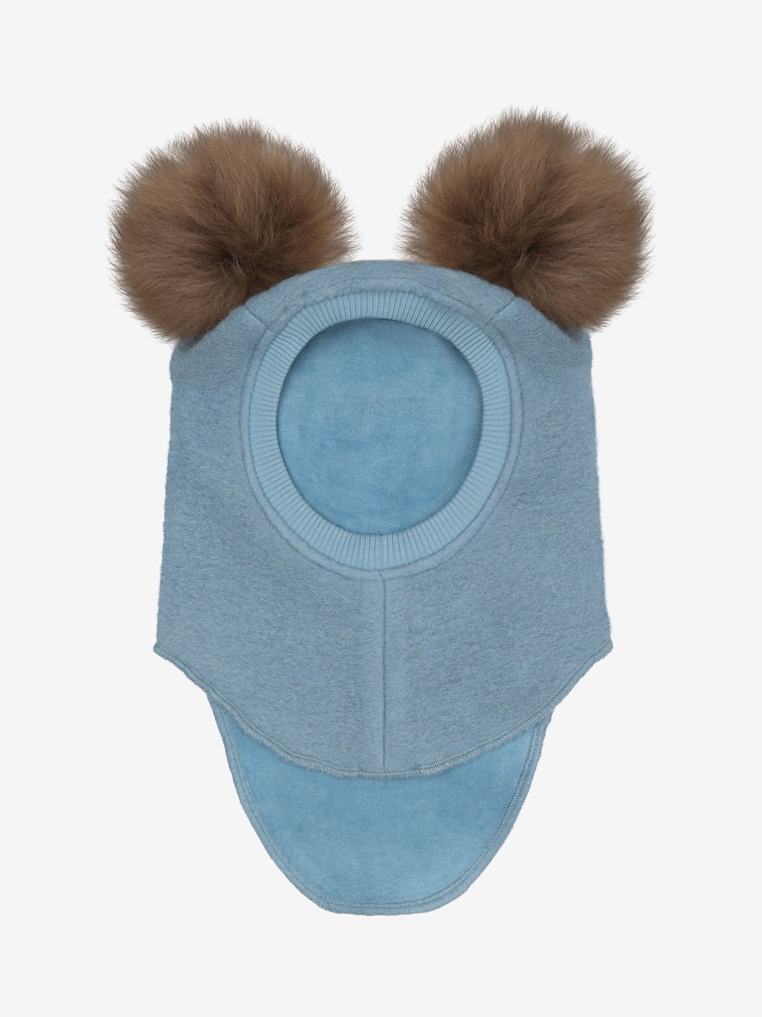 Elefanthue med pomponer i uld og alpaka – Windward Blue