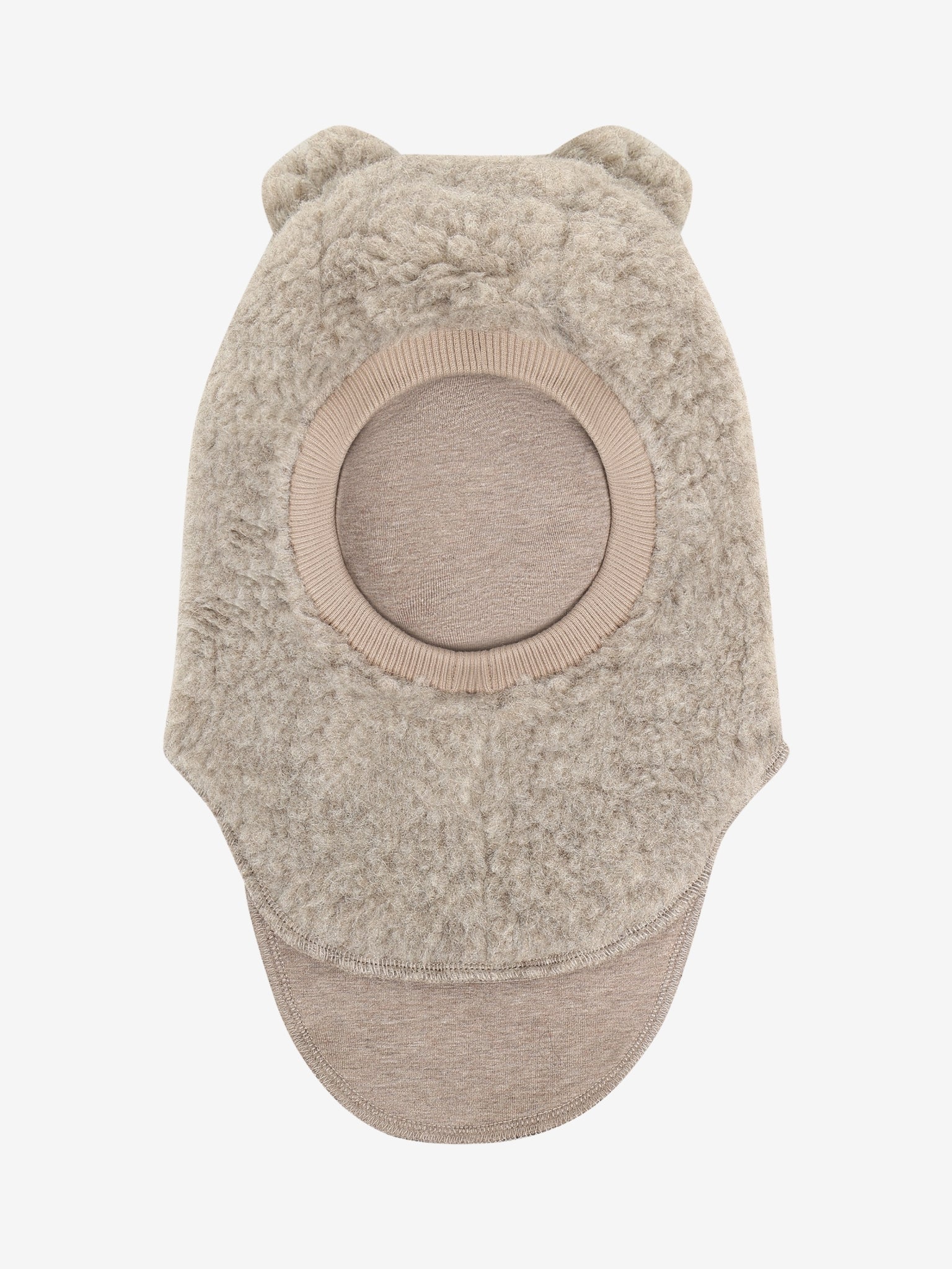 Elefanthue med ører i uldteddy – Camel Melange
