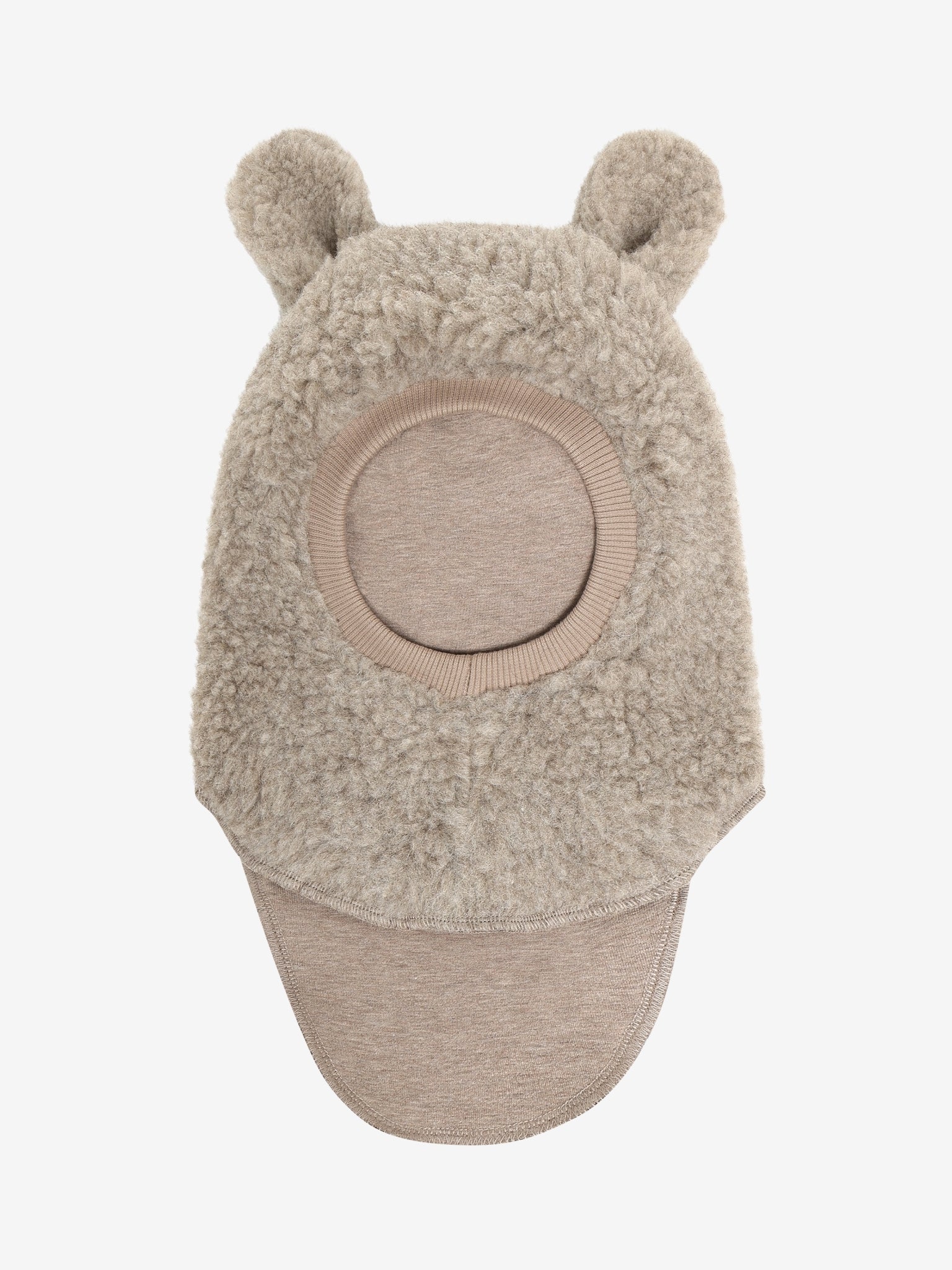 Elefanthue med ører i uldteddy – Camel Melange