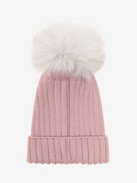 Hue med pompon i alpakastrik – Woodrose