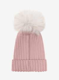 Hue med pompon i alpakastrik – Woodrose