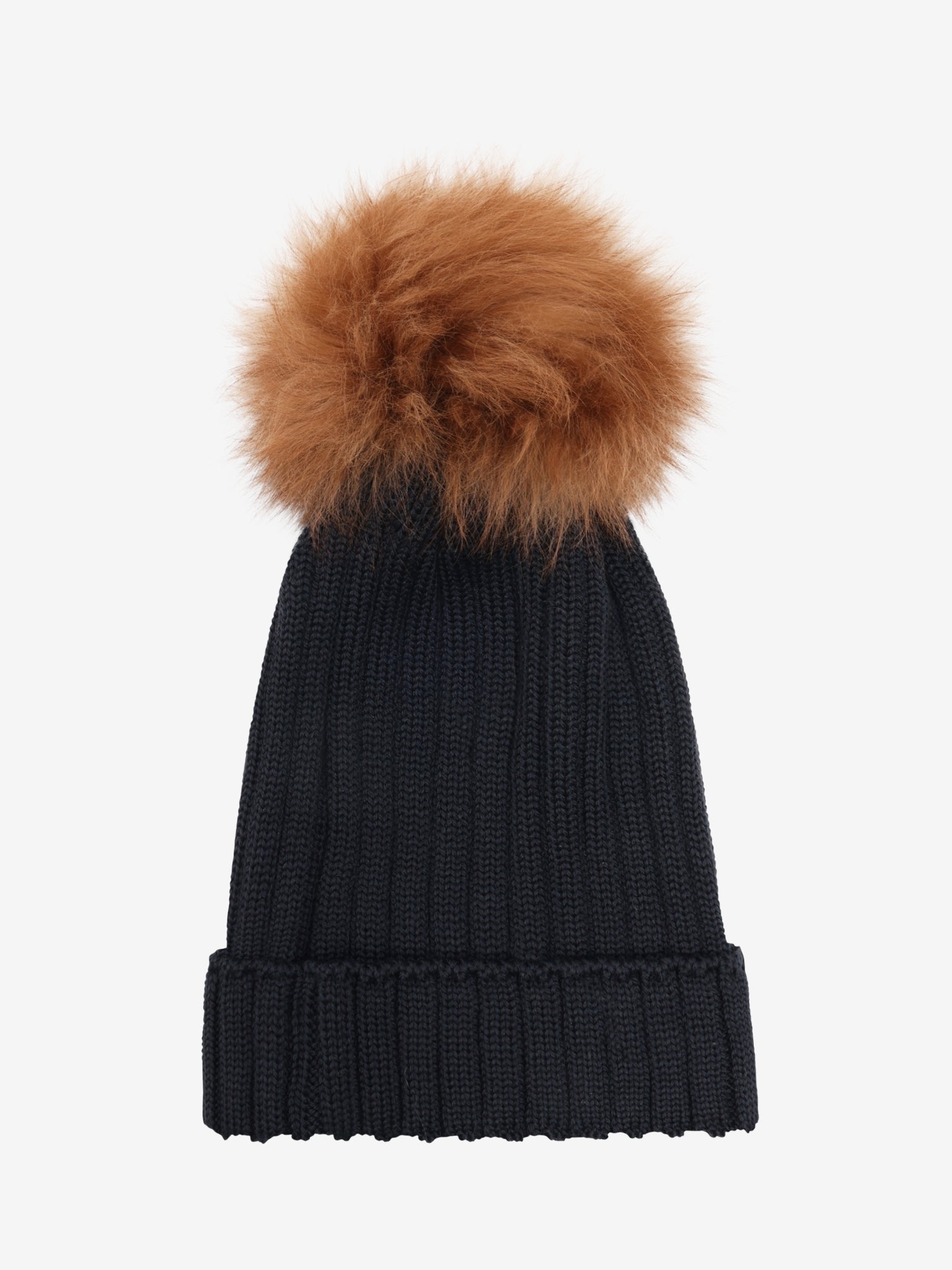 Hue med pompon i alpakastrik – Dark Navy