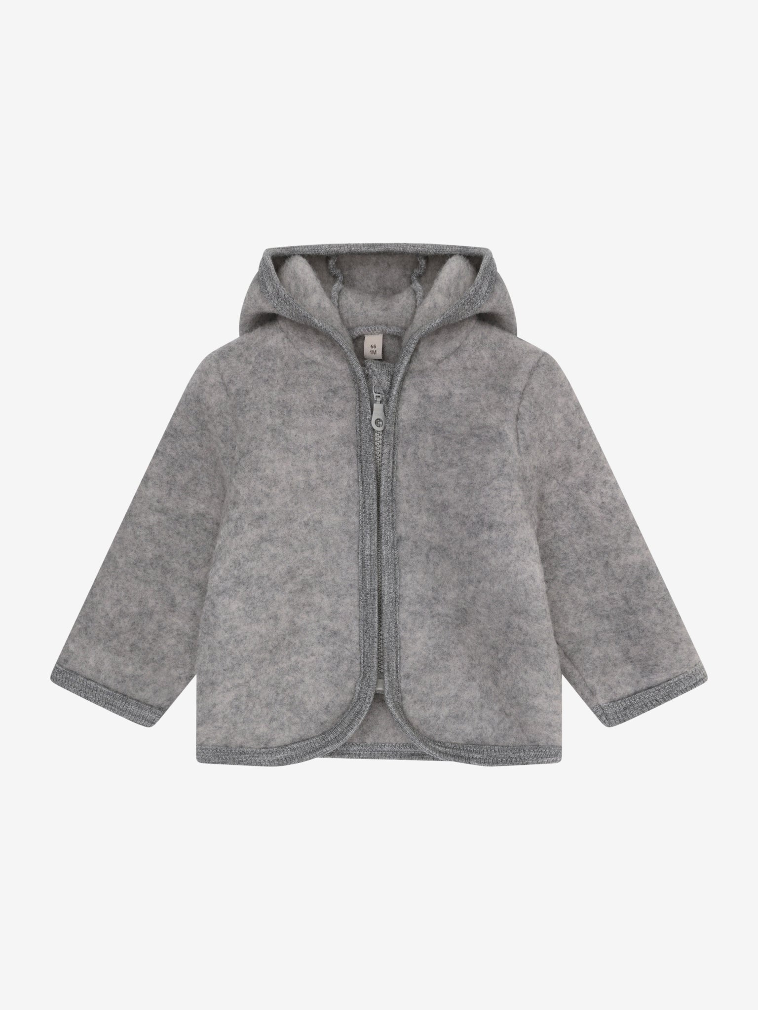 Jakke i uldfleece – Medium Grey Melange