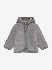 Jakke i uldfleece – Medium Grey Melange