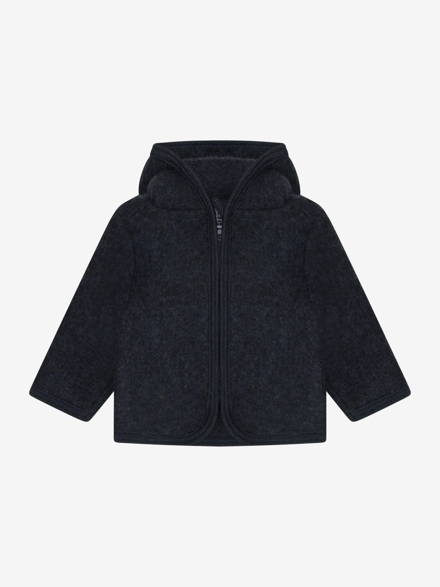 Jakke i uldfleece – Navy Melange