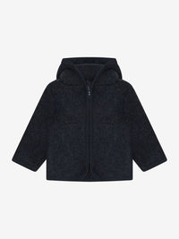 Jakke i uldfleece – Navy Melange