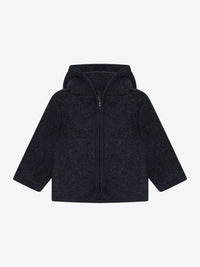 Jakke i uldfleece – Navy Melange