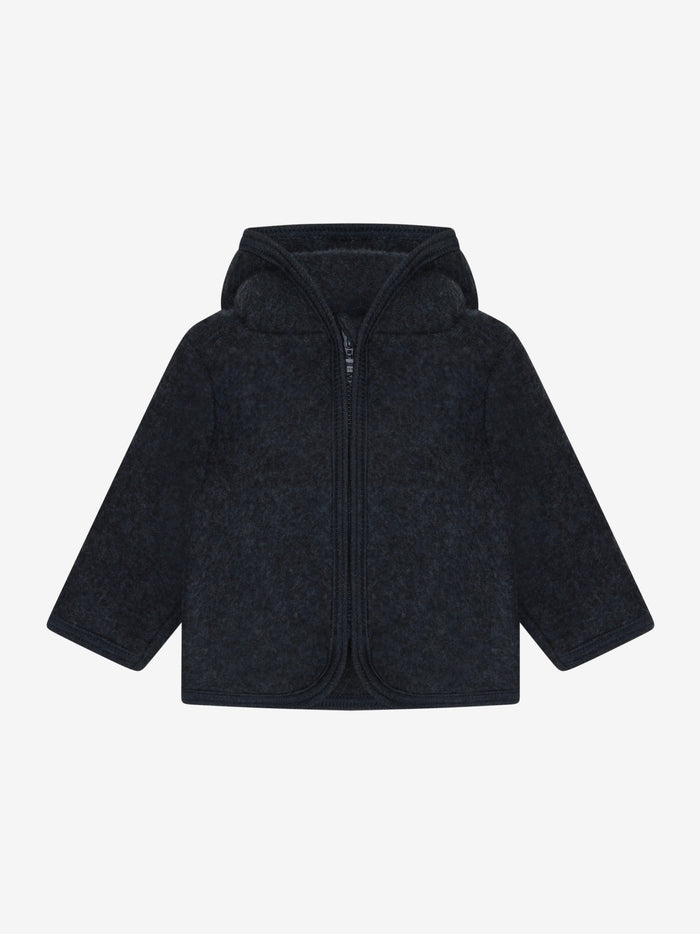 Jakke i uldfleece – Navy Melange