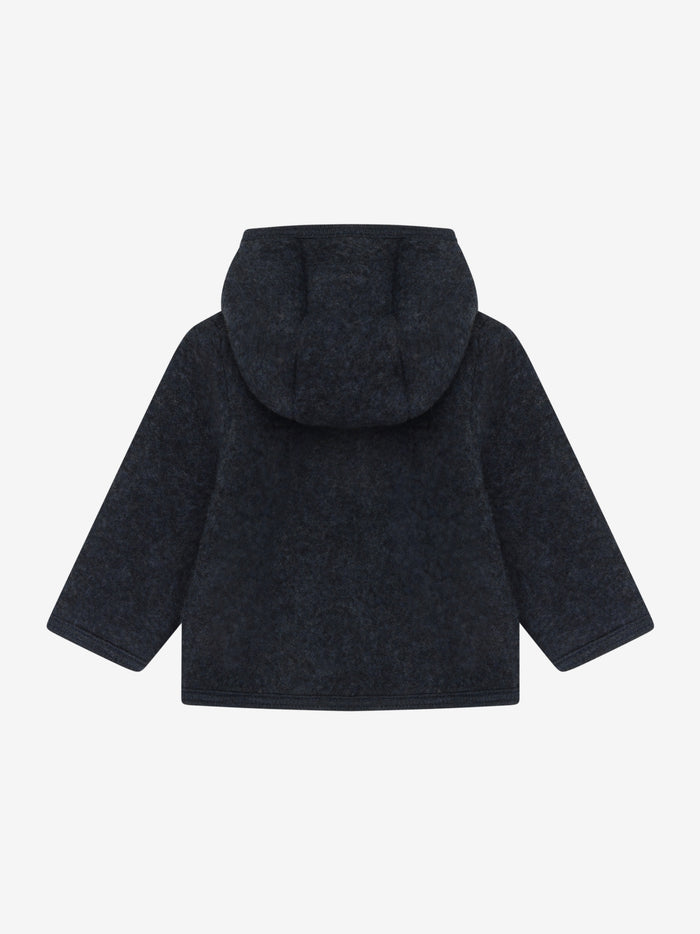 Jakke i uldfleece – Navy Melange