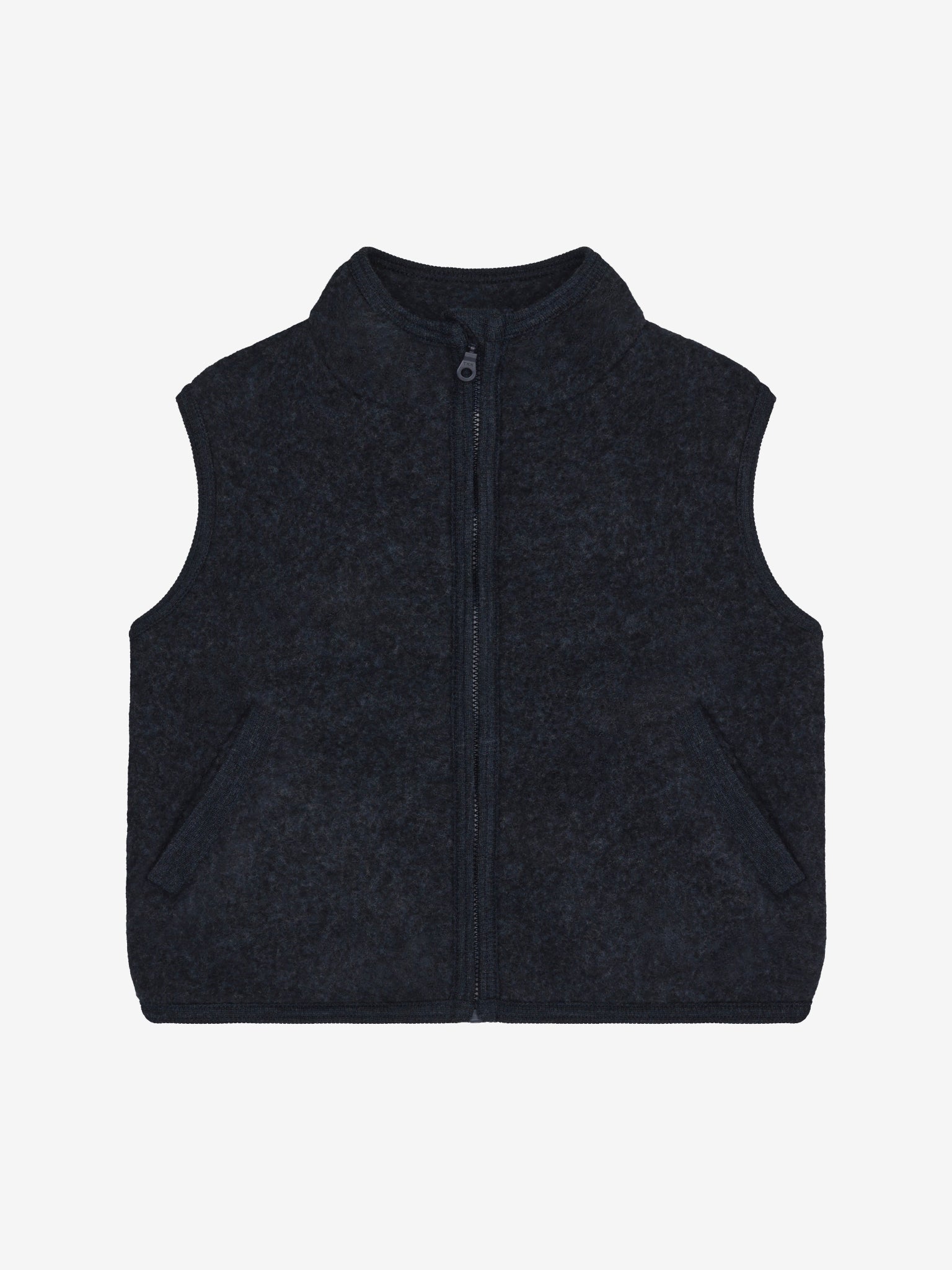 Vest i uldfleece – Navy Melange