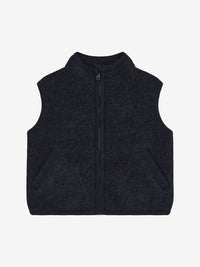 Vest i uldfleece – Navy Melange