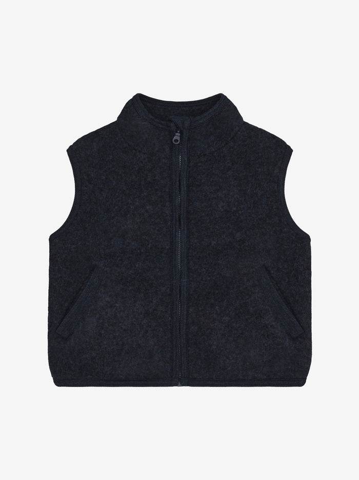 Vest i uldfleece – Navy Melange