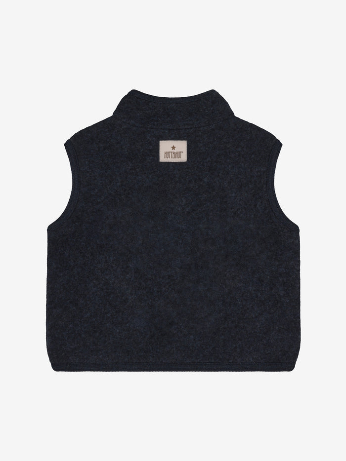 Vest i uldfleece – Navy Melange