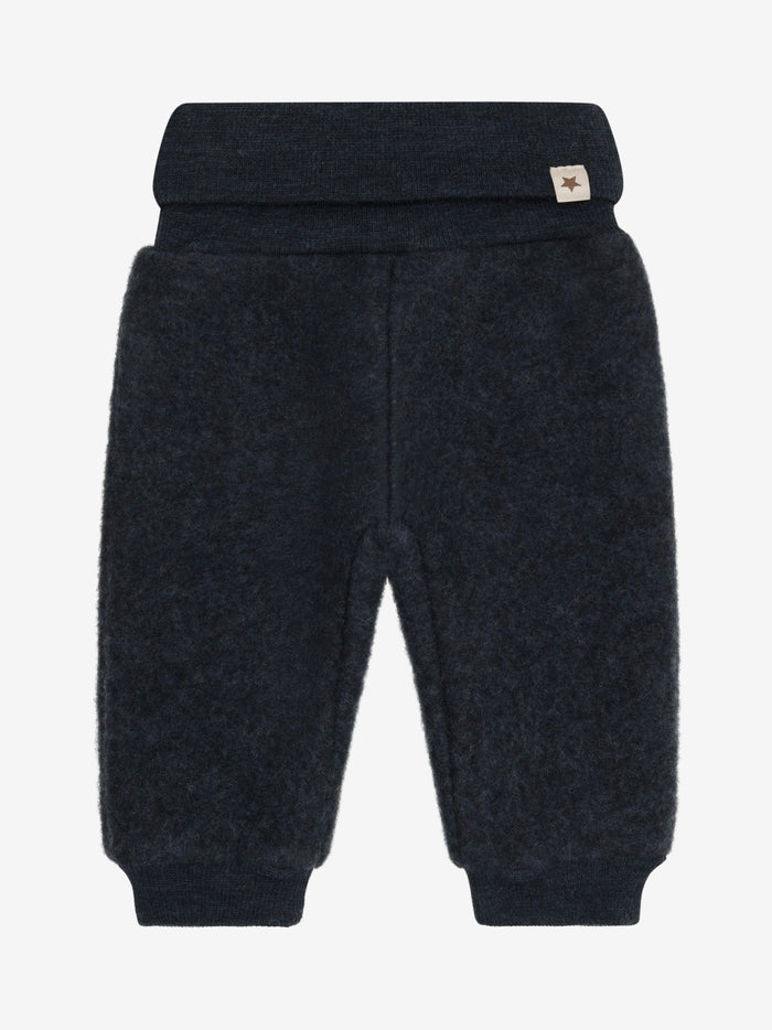 Bukser i uldfleece – Navy Melange