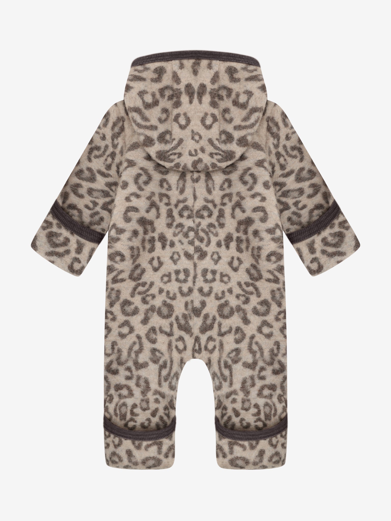 Heldragt i uldfleece med jacquardmønster – Camel Melange