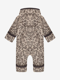 Heldragt i uldfleece med jacquardmønster – Camel Melange