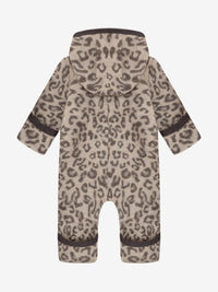 Heldragt i uldfleece med jacquardmønster – Camel Melange