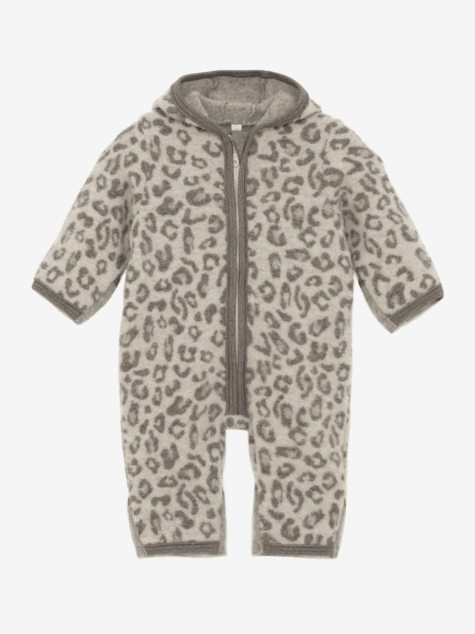 Heldragt med ører i uldfleece med jacquardmønster – Camel Melange