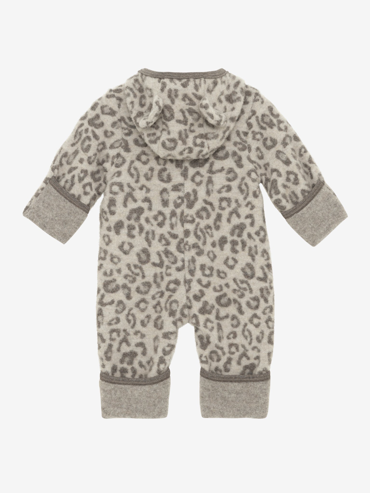Heldragt med ører i uldfleece med jacquardmønster – Camel Melange