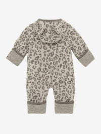 Heldragt med ører i uldfleece med jacquardmønster – Camel Melange
