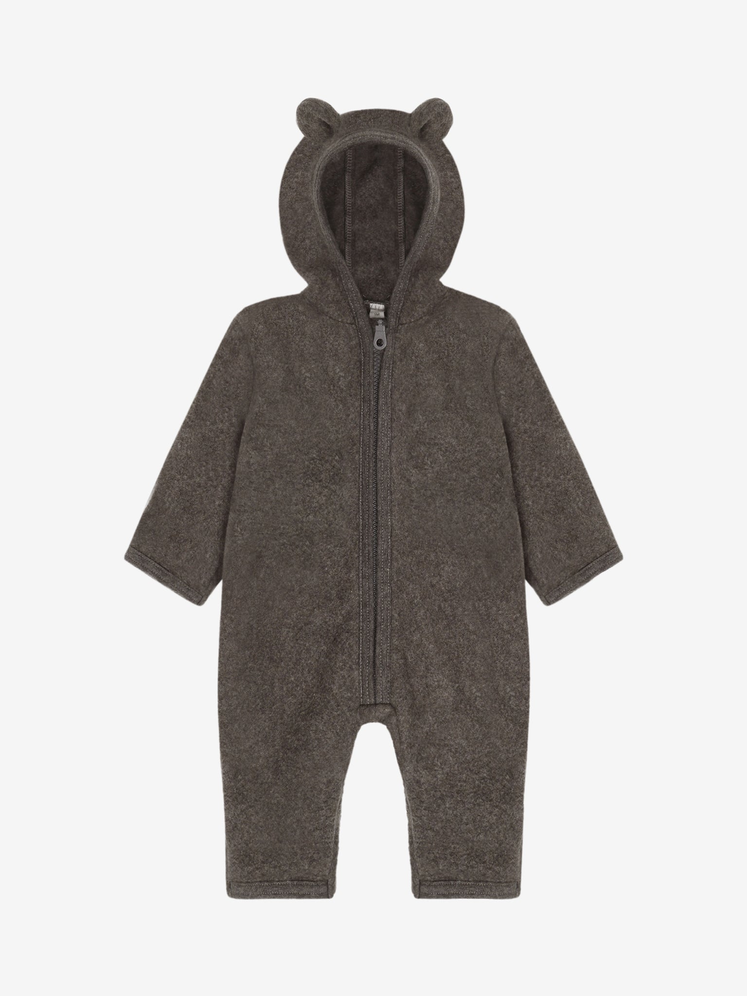 Heldragt med ører i bomuldsfleece – Brown Melange