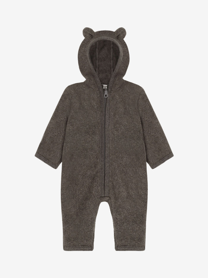 Heldragt med ører i bomuldsfleece – Brown Melange