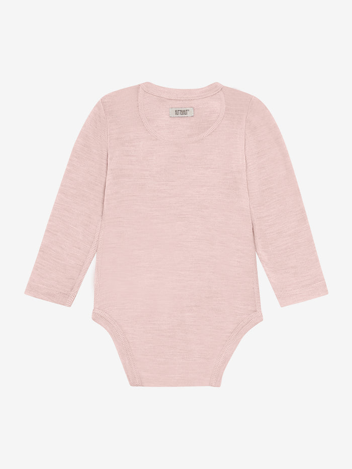 Body med lange ærmer i uld og silke – Rose Smoke