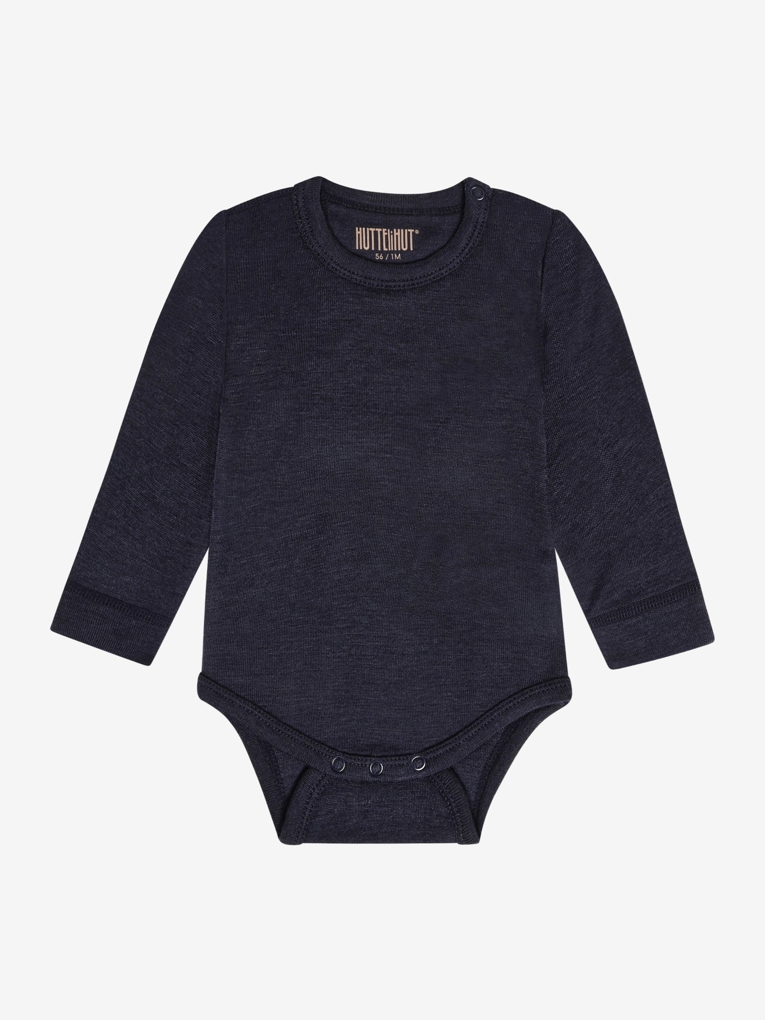 Body med lange ærmer i tencel og uld – Dark Navy