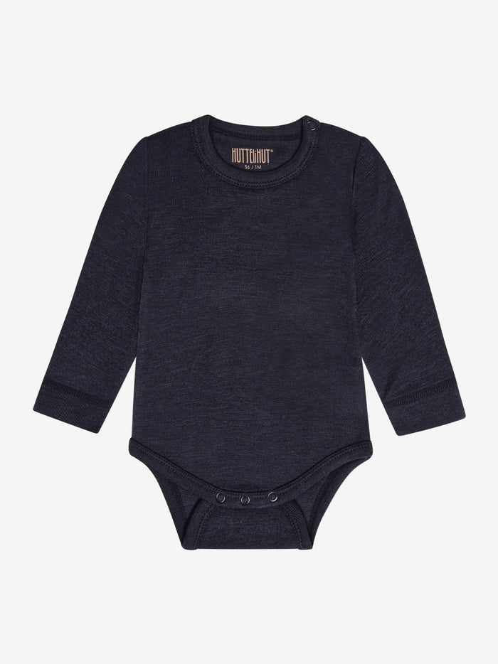 Body med lange ærmer i tencel og uld – Dark Navy