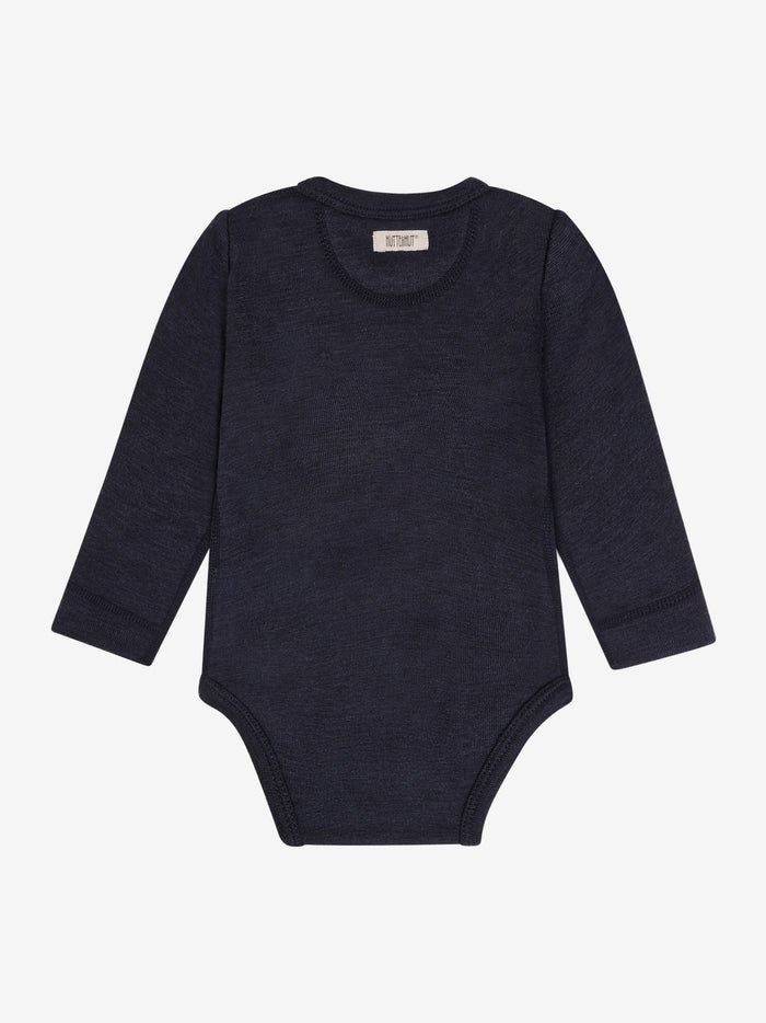 Body med lange ærmer i tencel og uld – Dark Navy