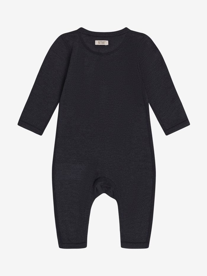 Heldragt med lange ærmer i tencel og uld – Dark Navy