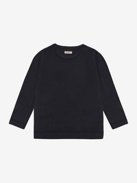 T-shirt med lange ærmer i tencel og uld – Dark Navy
