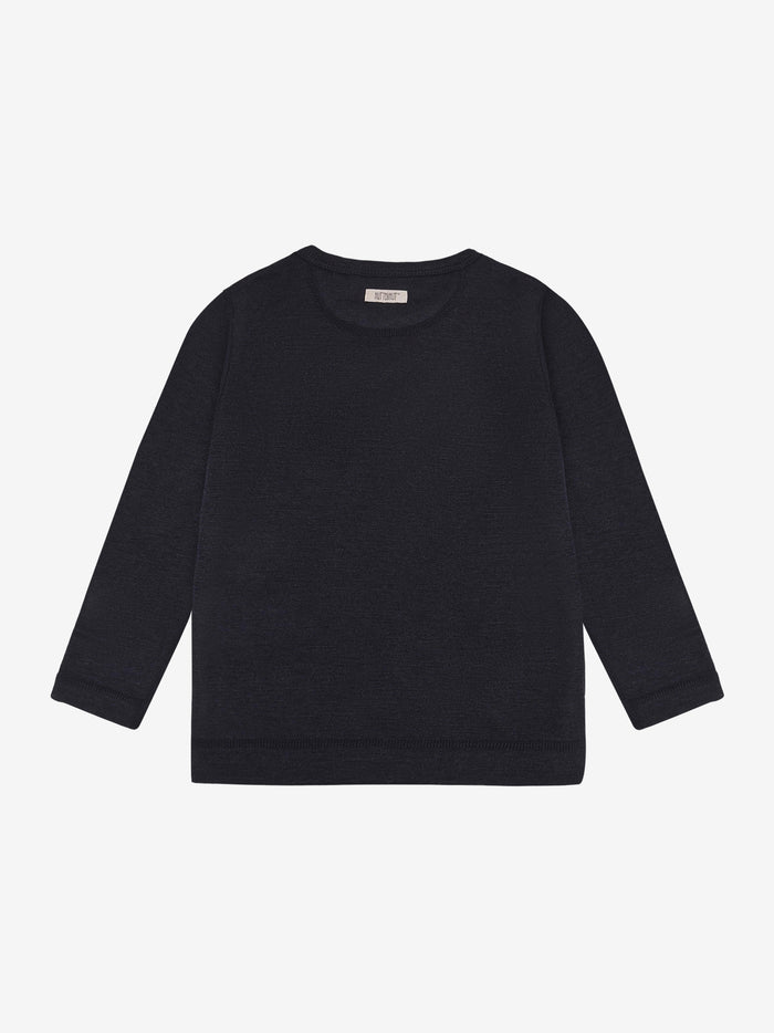 T-shirt med lange ærmer i tencel og uld – Dark Navy