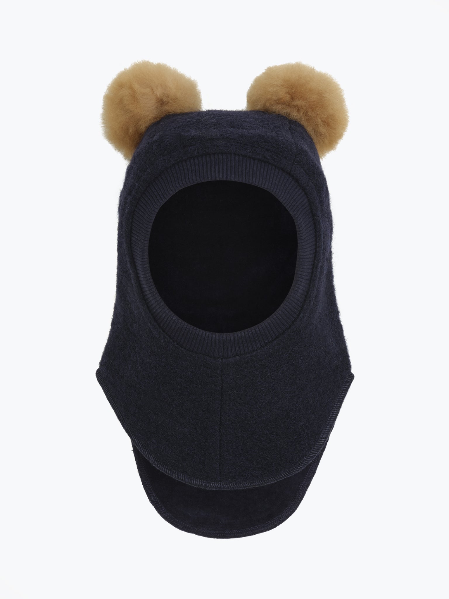 Elefanthue med pomponer i uld og alpaka – Dark Navy