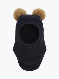 Elefanthue med pomponer i uld og alpaka – Dark Navy