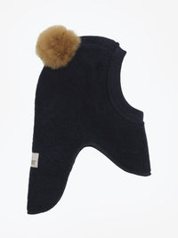 Elefanthue med pomponer i uld og alpaka – Dark Navy