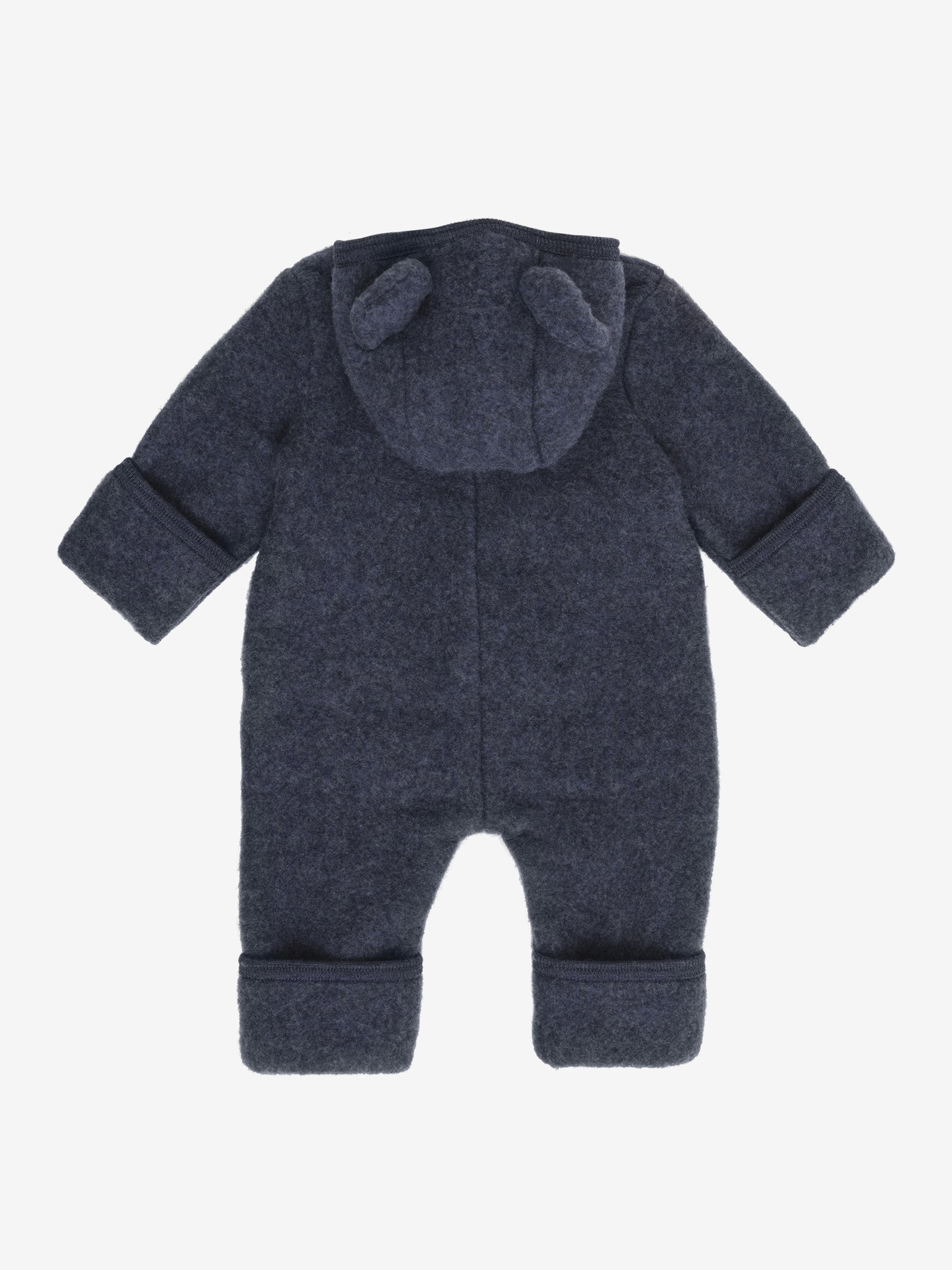 Heldragt med ører i uldfleece – Ombre Blue Melange