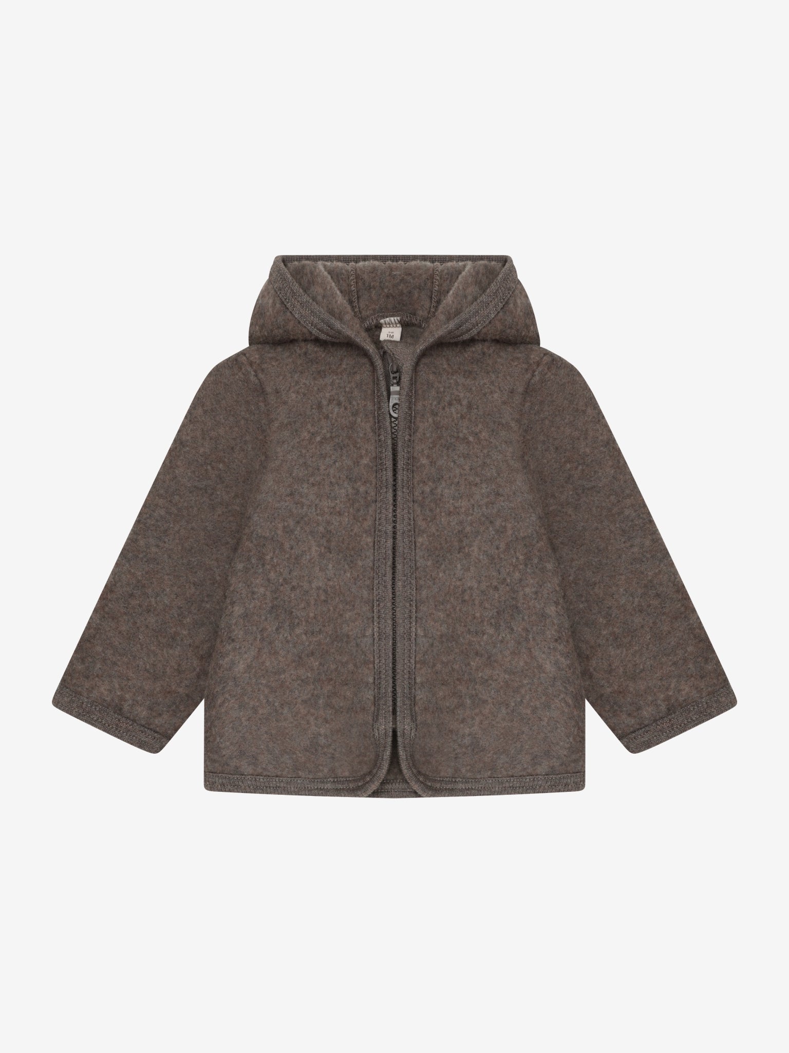 Jakke i uldfleece – Brown Melange