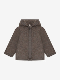 Jakke i uldfleece – Brown Melange