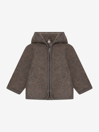 Jakke i uldfleece – Brown Melange