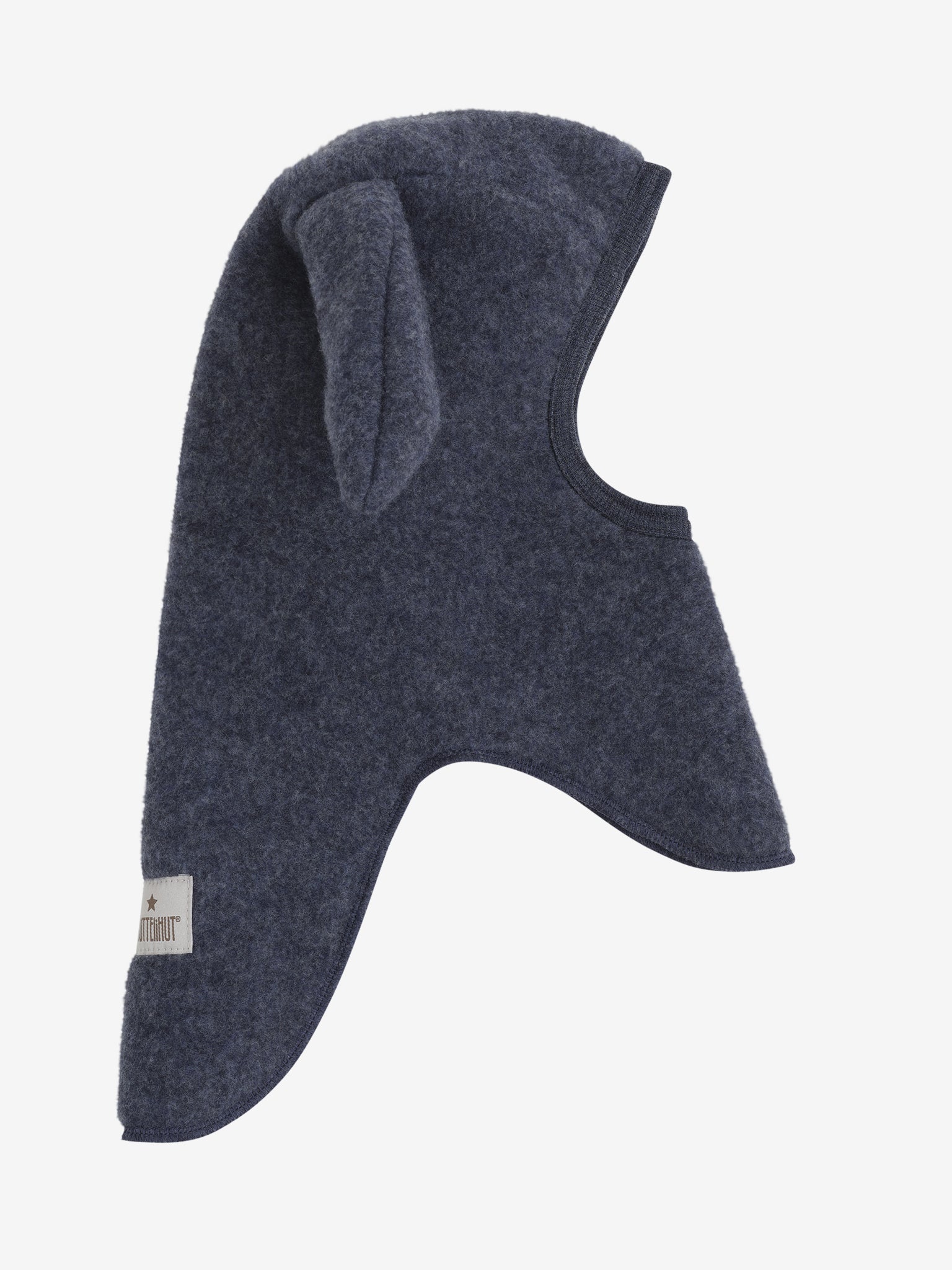 Elefanthue med ører i uldfleece – Ombre Blue Melange
