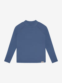 Ensfarvet bade-t-shirt med lange ærmer UPF 40 – Vintage Indigo