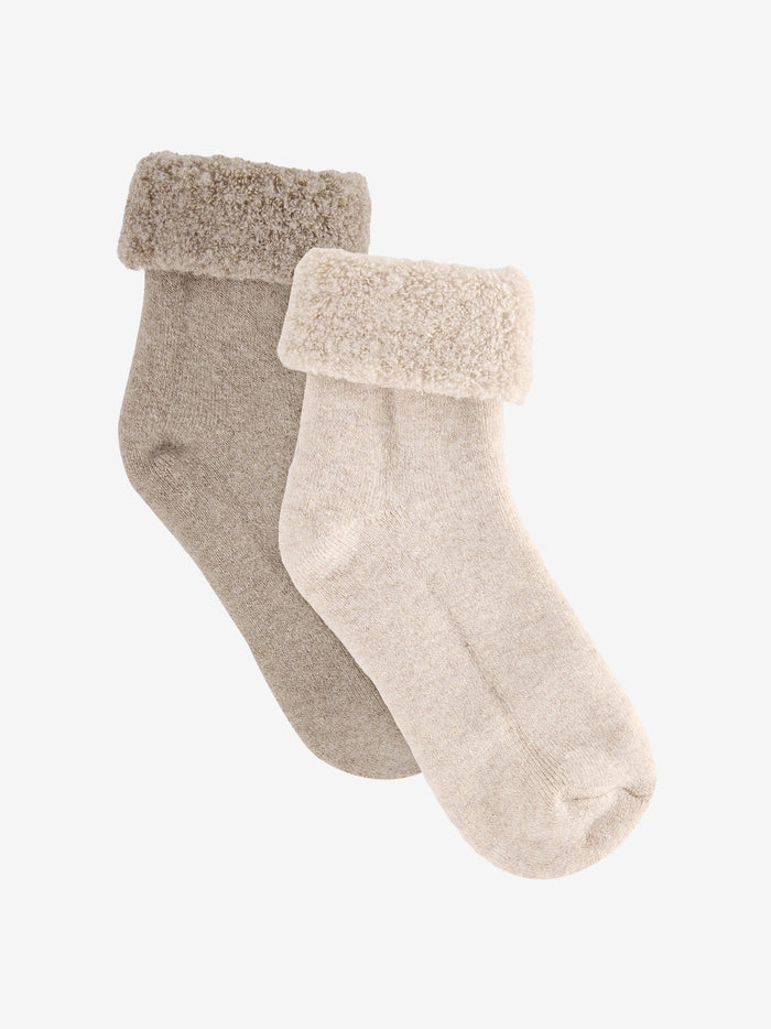 Sokker i uldfrotté, 2-pak – Camel Melange