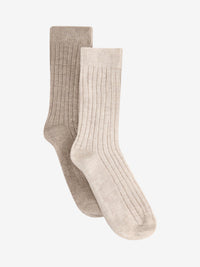 Sokker i uldrib, 2-pak – Camel Melange